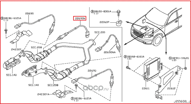 Лямбда-зонд (кислородный датчик) Nissan для Nissan GT-R I 2007-2026. Артикул 226A0AM601