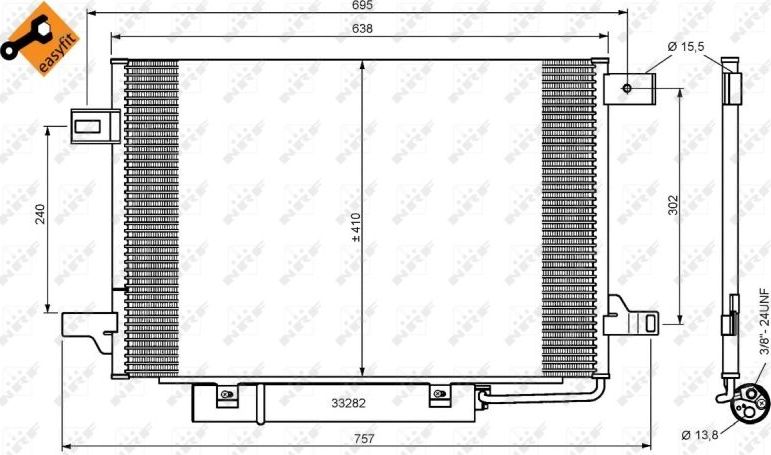 Радиатор кондиционера (конденсатор) NRF EASY FIT. Артикул 35656