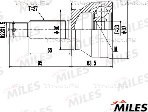 Шрус наружный (граната) Miles для Kia Magentis I 2001-2005. Артикул GA20679