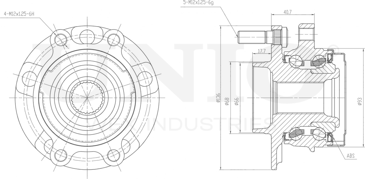 Ступица колеса с интегрированным подшипником (Unio). Артикул HUB-20026