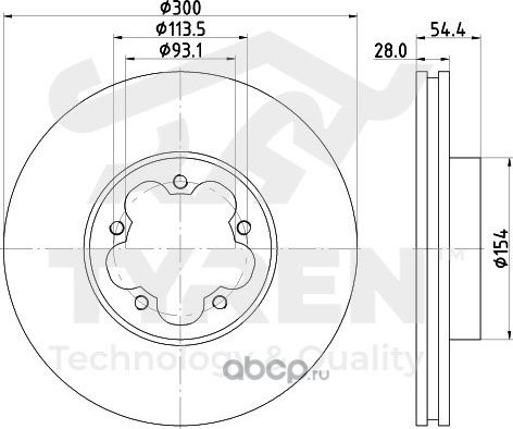 Тормозной диск (Tyren). Артикул TYR1012901