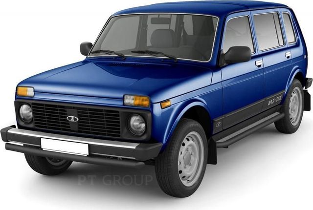 Защита порогов PT Group с алюминиевой площадкой d51 ШАГРЕНЬ (ППК) для Lada 4х4 2131 1995-2026. Артикул LNU330302