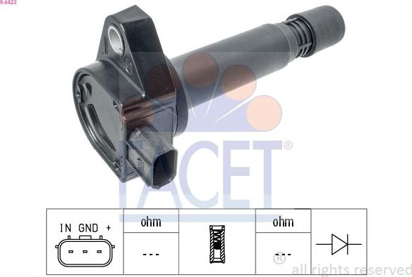 Катушка зажигания Facet Made in Italy - OE Equivalent. Артикул 9.6422