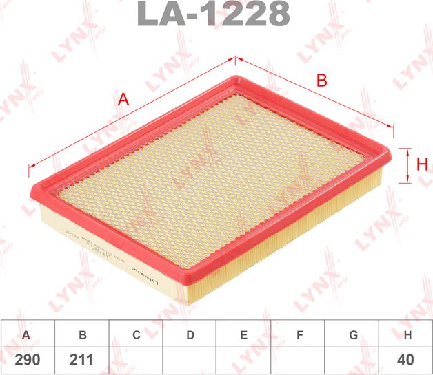 Воздушный фильтр LYNXauto. Артикул LA-1228