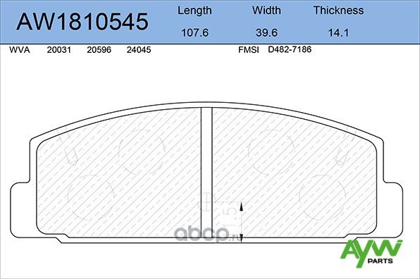 Колодки тормозные задние MAZDA 323 01-04/626 2.0 97-02/Premacy 99 (Aywiparts). Артикул AW1810545