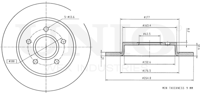 Диск тормозной (Unio). Артикул BRD-20030