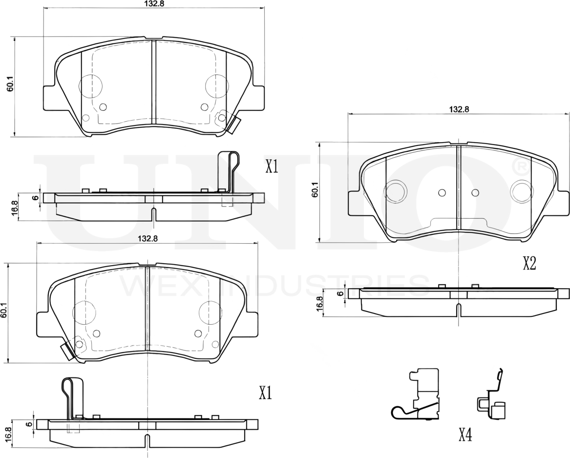 Колодки тормозные дисковые, комплект (Unio). Артикул BRP-20402