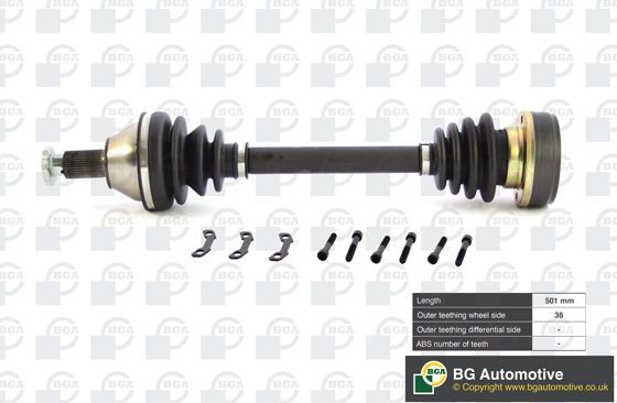 Полуось (привод в сборе, приводной вал) BGA передняя левая для SEAT Ibiza III 2002-2009. Артикул DS9627L