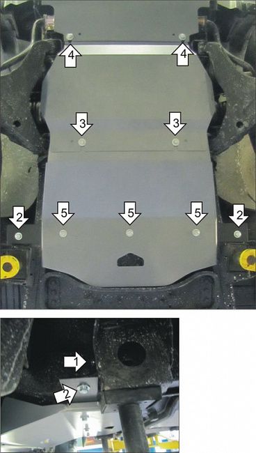 Защита Мотодор для двигателя, КПП, дифференциала передней оси Mitsubishi Pajero Sport II 2012-2015. Артикул 11328