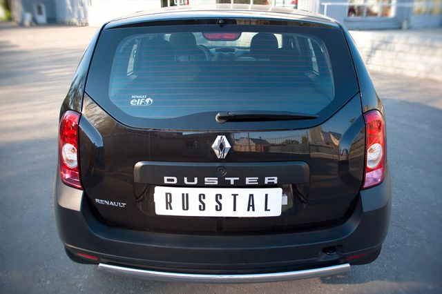 Защита RusStal заднего бампера d75х42 овал для Renault Duster FWD I 2010-2020. Артикул RD2Z-000445