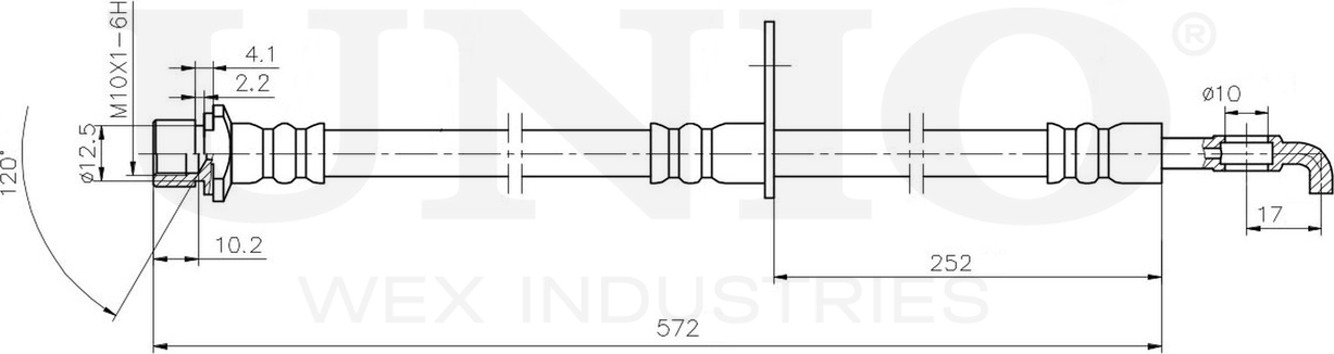 Шланг тормозной (Unio). Артикул BRH-10100