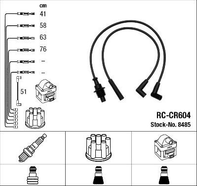 Высоковольтные провода (провода зажигания) (комплект) NGK для Citroen BX 1986-1994. Артикул 8485