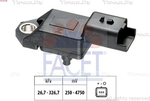Датчик абсолютного давления (ДАД, MAP) Facet Made in Italy - OE Equivalent для Peugeot 407 2006-2010. Артикул 10.3136