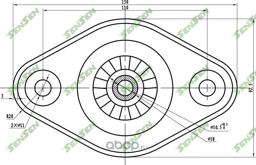 Опора амортизатора KIA (Rio JB) (2005-2011) HYUNDAI (Accent MC) (2005-) Rear (Sensen). Артикул M61036