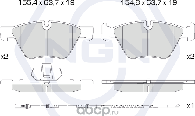Колодки тормозные керамические, передние (NGN). Артикул 3502099