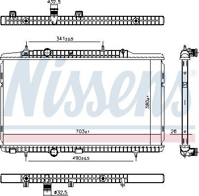 Радиатор охлаждения двигателя Nissens для Citroen C-Elysee I 2012-2026. Артикул 606405