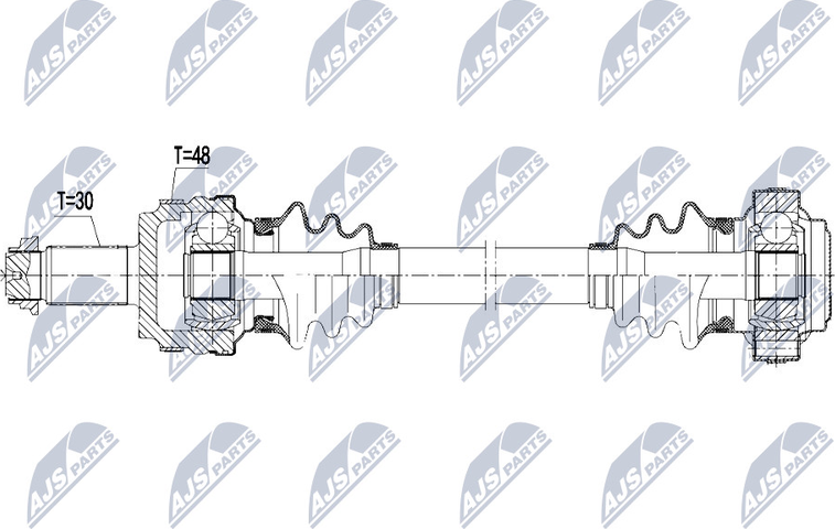 Полуось (привод в сборе, приводной вал) NTY. Артикул NPW-BM-109