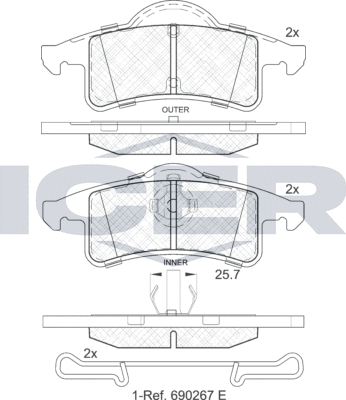 Тормозные колодки Icer задние для Jeep Grand Cherokee II (WJ) 1999-2005. Артикул 181399