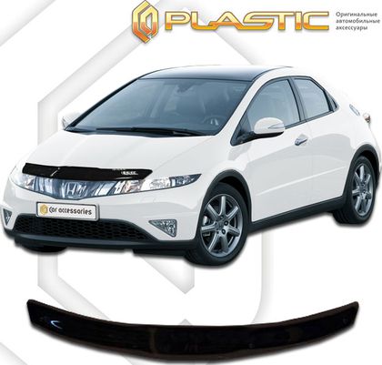 Дефлектор СА Пластик для капота (Classic черный) Honda Civic 2007-2012. Артикул 2010010101381