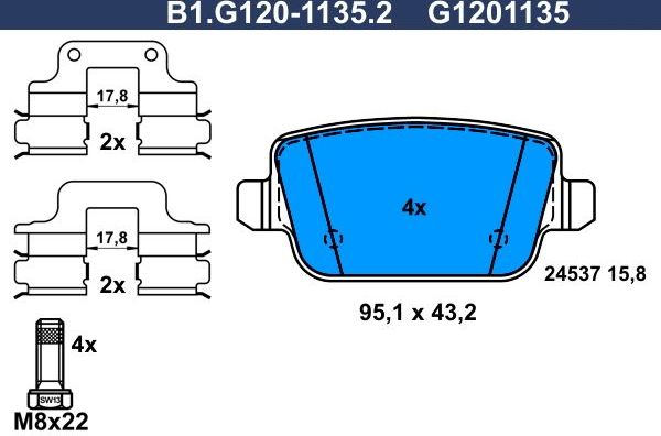 Тормозные колодки Galfer. Артикул B1.G120-1135.2