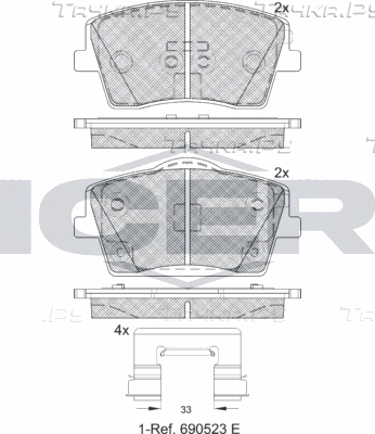Тормозные колодки Icer передние для Volvo XC40 I 2017-2026. Артикул 182354