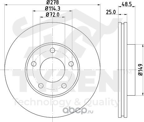 Тормозной диск (Tyren). Артикул TYR1014361