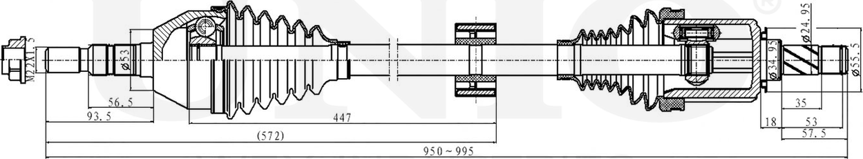 Вал приводной (Unio). Артикул CVJ-10030