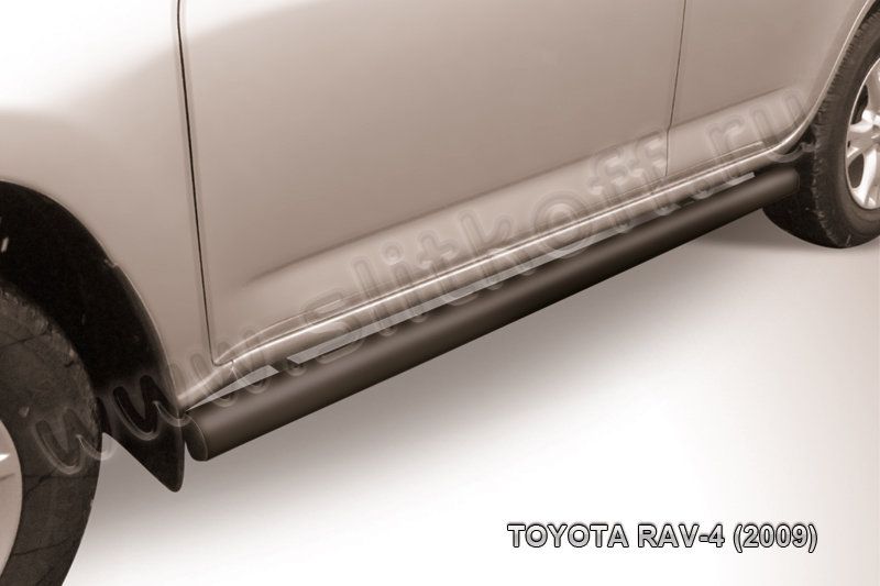 Пороги Slitkoff труба d76 ЧЕРНЫЕ матовые для Toyota RAV4 III SWB 2009-2010. Артикул TR409-010B