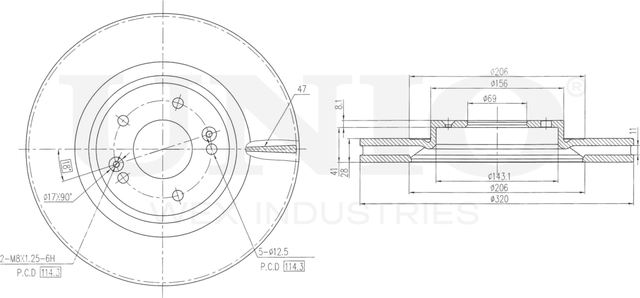 Диск тормозной (Unio). Артикул BRD-20514