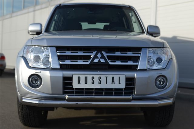 Защита RusStal переднего бампера 76х42 (дуга) для Mitsubishi Pajero IV 2012-2013. Артикул MP4Z-001037