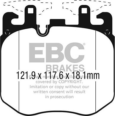 Тормозные колодки EBC Brakes передние для BMW 5 VII (G30/G31) 2016-2026. Артикул DP42304R