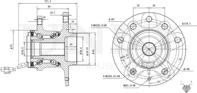 Ступица колеса с интегрированным подшипником (Unio). Артикул HUB-20159