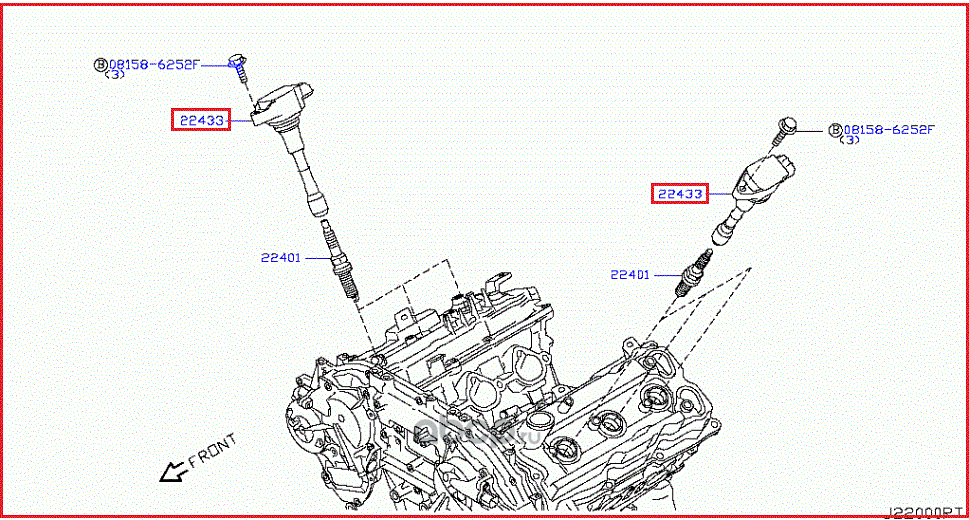 Катушка зажигания Nissan. Артикул 22448EY00A