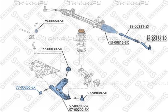 Сайлентблок переднего рычага подвески Stellox. Артикул 77-00206-SX