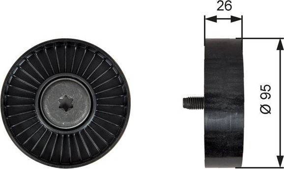 Направляющий (ведущий) ролик приводного поликлинового ремня Gates (полимерный материал) для Rover 45 2000-2005. Артикул T39247