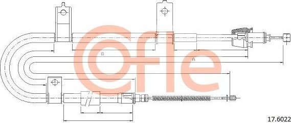 Трос ручника (тросик ручного тормоза) Cofle. Артикул 92.17.6022