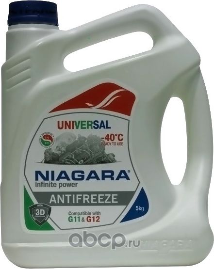Жидкость охлаждающая Антифриз Ниагара (универсальный)(совместим с G11 и G12) (Niagara). Артикул 001001005011