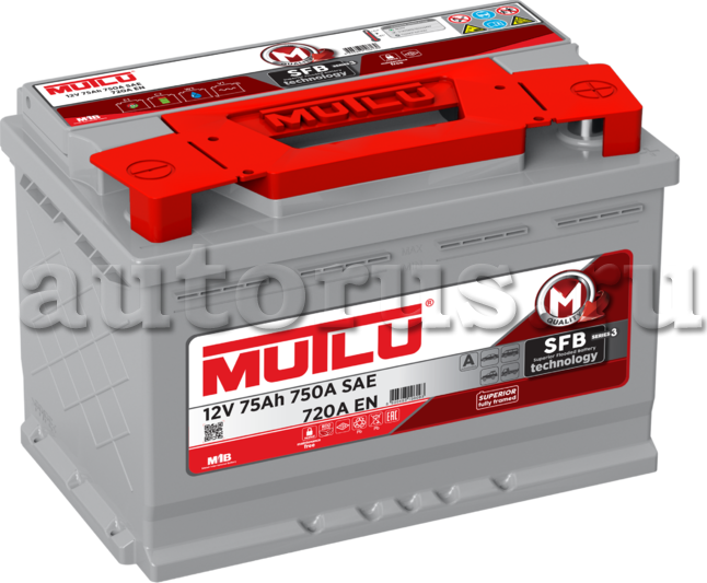 Аккумулятор MUTLU SFB 75 А/ч 575 111 072 обратная R+ EN 720A 278x175x190 L3.75.0. Артикул L375072A