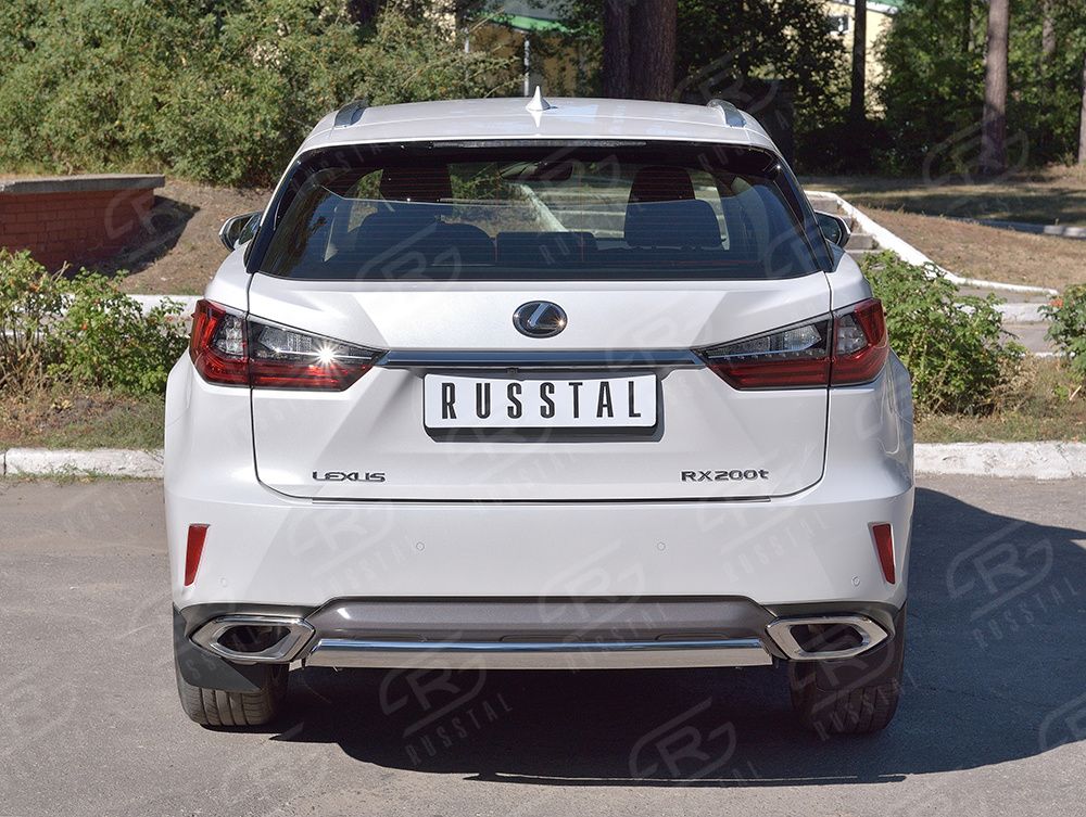 Защита RusStal заднего бампера 75х42 дуга для Lexus RX 200t, 300 2015-2018. Артикул LRX2Z-002375