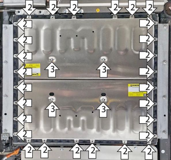 Защита алюминиевая Мотодор усиленная для аккумуляторной батареи Voyah Dream в комплектации PHEV Long Range 2021-2026. Артикул 348608