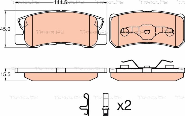 Тормозные колодки TRW задние для Mitsubishi Grandis 2004-2011. Артикул GDB3595