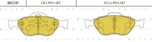 Колодки тормозные FORD FIESTA 4/FUSION 01- перед. (Blitz). Артикул BB0228P