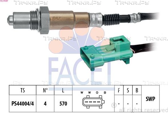 Лямбда-зонд (кислородный датчик) Facet Made in Italy - OE Equivalent для Citroen C4 I 2004-2011. Артикул 10.7597