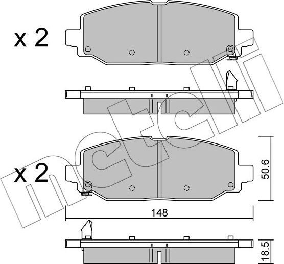 Тормозные колодки Metelli задние для Jeep Wrangler IV (JL) 2017-2026. Артикул 22-1335-0