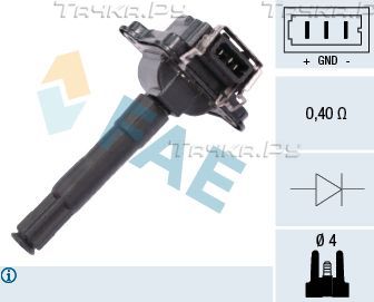 Катушка зажигания FAE для Volkswagen Bora 2000-2005. Артикул 80252