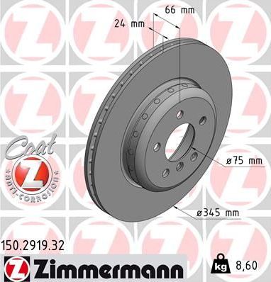 Тормозной диск Zimmermann FORMULA F. Артикул 150.2919.32