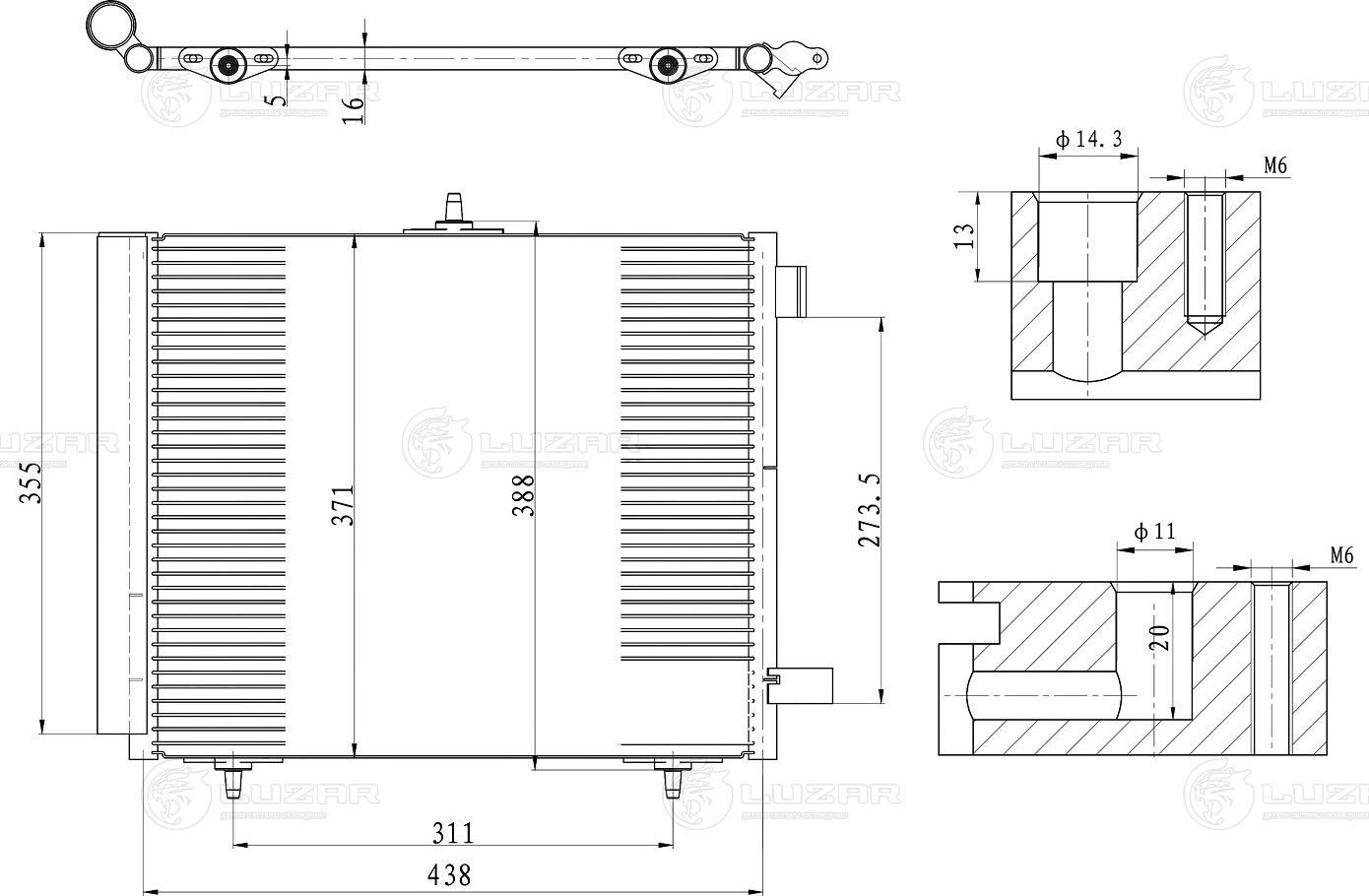 Радиатор кондиционера (конденсатор) Luzar. Артикул LRAC 2008