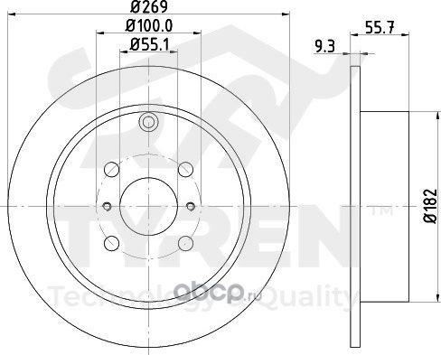 Тормозной диск (Tyren). Артикул TYR1019031