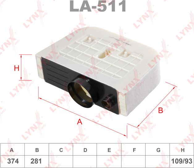 Воздушный фильтр LYNXauto. Артикул LA-511