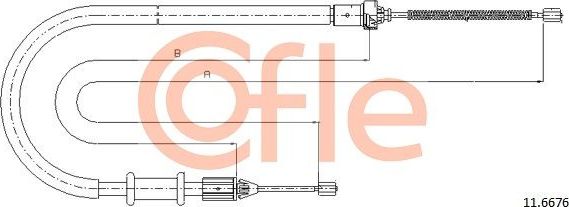Трос ручника (тросик ручного тормоза) Cofle задний правый для Renault Kangoo I 1997-2010. Артикул 92.11.6676
